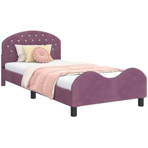 Children's Bed Frame with Headboard Purple 90 x 190 cm Velvet vidaXL Children's Bed Frame with Headboard Purple 90 x 190 cm Velvet vidaXL