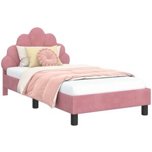 Children's Bed Frame with Headboard Pink 80 x 160 cm Velvet vidaXL Children's Bed Frame with Headboard Pink 80 x 160 cm Velvet vidaXL