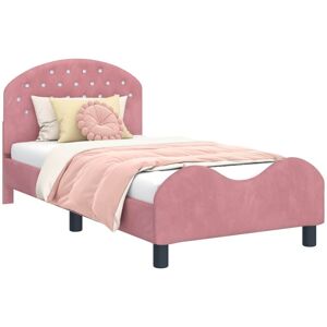 Children's Bed Frame with Headboard Pink 80 x 160 cm Velvet vidaXL Children's Bed Frame with Headboard Pink 80 x 160 cm Velvet vidaXL