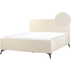 Beliani Bed Light Beige Corduroy EU King Size - Bed Beliani Bed Light Beige Corduroy EU King Size - Bed