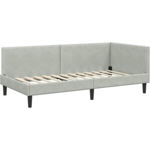 Corner Bed Frame with Headboard Light grey 90 x 190 cm vidaXL Corner Bed Frame with Headboard Light grey 90 x 190 cm vidaXL