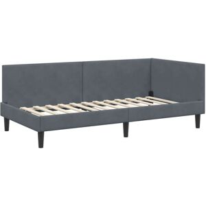 Corner Bed Frame with Headboard Dark grey 90 x 190 cm vidaXL Corner Bed Frame with Headboard Dark grey 90 x 190 cm vidaXL