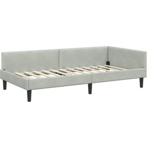 Corner Bed Frame with Headboard Light grey 90 x 190 cm vidaXL Corner Bed Frame with Headboard Light grey 90 x 190 cm vidaXL