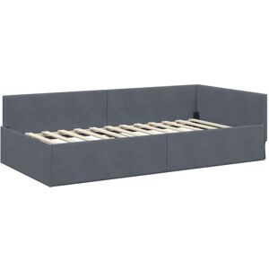 Corner Bed Frame with Headboard Dark grey 90 x 190 cm vidaXL Corner Bed Frame with Headboard Dark grey 90 x 190 cm vidaXL