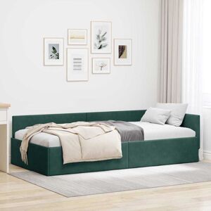 Corner Bed Frame with Headboard Dark green 90 x 190 cm vidaXL Corner Bed Frame with Headboard Dark green 90 x 190 cm vidaXL