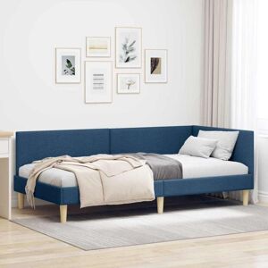 Corner Bed Frame Blue 90 x 190 cm Fabric and Engineered wood vidaXL Corner Bed Frame Blue 90 x 190 cm Fabric and Engineered wood vidaXL