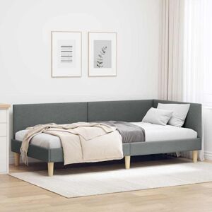 Corner Bed Frame with Headboard Dark grey 90 x 190 cm vidaXL Corner Bed Frame with Headboard Dark grey 90 x 190 cm vidaXL