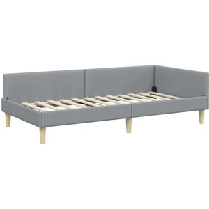 Corner Bed Frame with Headboard Light Grey 90 x 200 cm Fabric vidaXL Corner Bed Frame with Headboard Light Grey 90 x 200 cm Fabric vidaXL