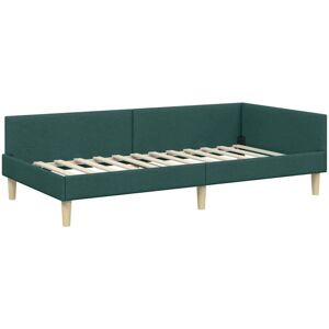 Corner Bed Frame with Headboard Dark Green 80 x 200 cm Fabric vidaXL Corner Bed Frame with Headboard Dark Green 80 x 200 cm Fabric vidaXL