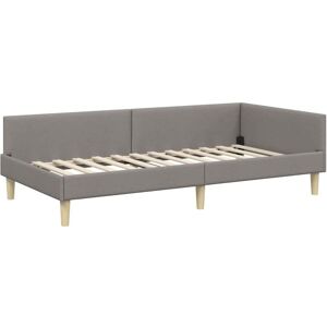 Corner Bed Frame with Headboard Taupe 90 x 200 cm Fabric vidaXL Corner Bed Frame with Headboard Taupe 90 x 200 cm Fabric vidaXL