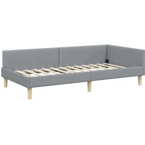 Corner Bed Frame with Headboard Light Grey 100 x 200 cm Fabric vidaXL Corner Bed Frame with Headboard Light Grey 100 x 200 cm Fabric vidaXL