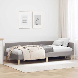 Corner Bed Frame with Headboard Taupe 100 x 200 cm Fabric vidaXL Corner Bed Frame with Headboard Taupe 100 x 200 cm Fabric vidaXL