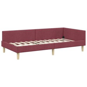Corner Bed Frame with Headboard Wine Red 90 x 190 cm Fabric vidaXL Corner Bed Frame with Headboard Wine Red 90 x 190 cm Fabric vidaXL