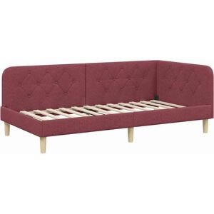 Corner Bed Frame with Headboard Wine Red 90 x 190 cm Fabric vidaXL Corner Bed Frame with Headboard Wine Red 90 x 190 cm Fabric vidaXL