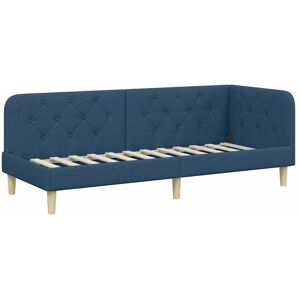Corner Bed Frame with Headboard Blue 80 x 200 cm Fabric vidaXL Corner Bed Frame with Headboard Blue 80 x 200 cm Fabric vidaXL