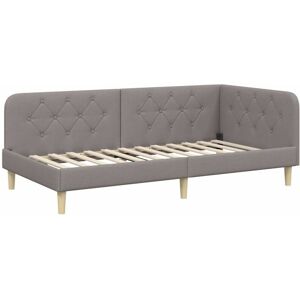 Corner Bed Frame with Headboard Taupe 90 x 200 cm Fabric vidaXL Corner Bed Frame with Headboard Taupe 90 x 200 cm Fabric vidaXL