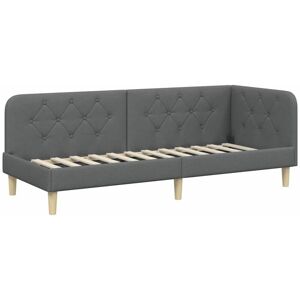 Corner Bed Frame with Headboard Dark Grey 80 x 200 cm Fabric vidaXL Corner Bed Frame with Headboard Dark Grey 80 x 200 cm Fabric vidaXL