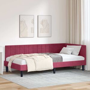 Corner Bed Frame with Headboard Wine red 90 x 190 cm Velvet vidaXL Corner Bed Frame with Headboard Wine red 90 x 190 cm Velvet vidaXL