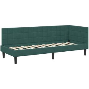 Corner Bed Frame with Headboard Dark green 80 x 200 cm Velvet vidaXL Corner Bed Frame with Headboard Dark green 80 x 200 cm Velvet vidaXL