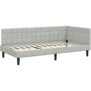Corner Bed Frame with Headboard Light grey 100 x 200 cm Velvet vidaXL Corner Bed Frame with Headboard Light grey 100 x 200 cm Velvet vidaXL