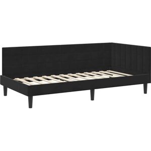 Corner Bed Frame with Headboard Black 90 x 190 cm Velvet vidaXL Corner Bed Frame with Headboard Black 90 x 190 cm Velvet vidaXL