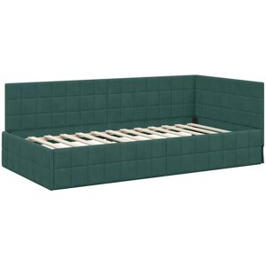 Corner Bed Frame with Headboard Dark green 90 x 190 cm Velvet vidaXL Corner Bed Frame with Headboard Dark green 90 x 190 cm Velvet vidaXL