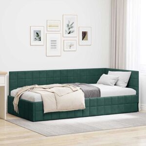 Corner Bed Frame with Headboard Dark green 100 x 200 cm Velvet vidaXL Corner Bed Frame with Headboard Dark green 100 x 200 cm Velvet vidaXL