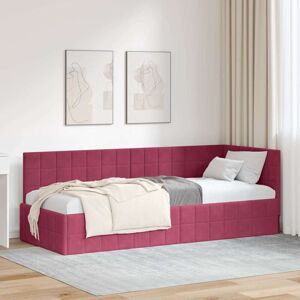 Corner Bed Frame with Headboard Wine Red 80 cm x 200 cm Velvet vidaXL Corner Bed Frame with Headboard Wine Red 80 cm x 200 cm Velvet vidaXL
