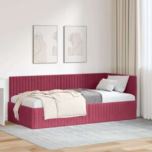 Corner Bed Frame with Headboard Wine red 90 x 190 cm Velvet vidaXL Corner Bed Frame with Headboard Wine red 90 x 190 cm Velvet vidaXL