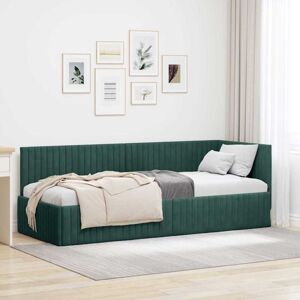 Corner Bed Frame with Headboard Dark green 80 x 200 cm Velvet vidaXL Corner Bed Frame with Headboard Dark green 80 x 200 cm Velvet vidaXL