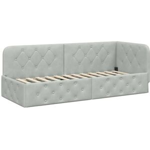 Corner Bed Frame with Headboard Light Grey 80 x 200 cm Velvet vidaXL Corner Bed Frame with Headboard Light Grey 80 x 200 cm Velvet vidaXL