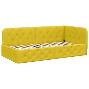 Corner Bed Frame with Headboard Yellow 90 x 200 cm Velvet vidaXL Corner Bed Frame with Headboard Yellow 90 x 200 cm Velvet vidaXL