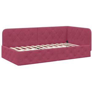 Corner Bed Frame with Headboard Wine Red 90 x 190 cm Velvet vidaXL Corner Bed Frame with Headboard Wine Red 90 x 190 cm Velvet vidaXL