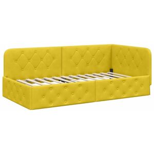 Corner Bed Frame with Headboard Yellow 100 x 200 cm Velvet vidaXL Corner Bed Frame with Headboard Yellow 100 x 200 cm Velvet vidaXL