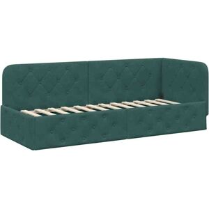 Corner Bed Frame with Headboard Dark Green 80 x 200 cm Velvet vidaXL Corner Bed Frame with Headboard Dark Green 80 x 200 cm Velvet vidaXL