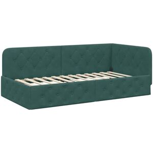 Corner Bed Frame with Headboard Dark Green 90 x 200 cm Velvet vidaXL Corner Bed Frame with Headboard Dark Green 90 x 200 cm Velvet vidaXL