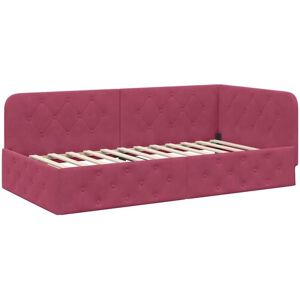 Corner Bed Frame with Headboard Wine Red 100 x 200 cm Velvet vidaXL Corner Bed Frame with Headboard Wine Red 100 x 200 cm Velvet vidaXL