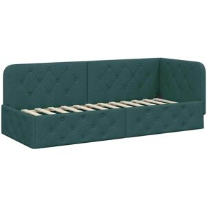 Corner Bed Frame with Headboard Dark Green 80 x 200 cm Fabric vidaXL Corner Bed Frame with Headboard Dark Green 80 x 200 cm Fabric vidaXL