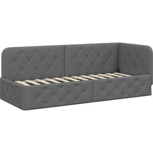 Corner Bed Frame with Headboard Dark Grey 80 x 200 cm Fabric vidaXL Corner Bed Frame with Headboard Dark Grey 80 x 200 cm Fabric vidaXL