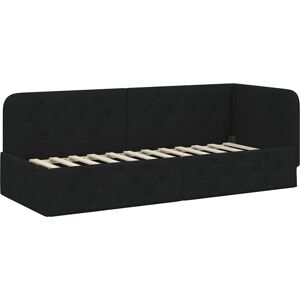 Corner Bed Frame with Headboard Black 80 x 200 cm Fabric vidaXL Corner Bed Frame with Headboard Black 80 x 200 cm Fabric vidaXL