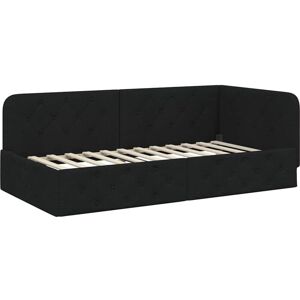 Corner Bed Frame with Headboard Black 100 x 200 cm Fabric vidaXL Corner Bed Frame with Headboard Black 100 x 200 cm Fabric vidaXL