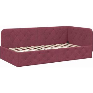 Corner Bed Frame with Headboard Wine Red 90 x 190 cm Fabric vidaXL Corner Bed Frame with Headboard Wine Red 90 x 190 cm Fabric vidaXL