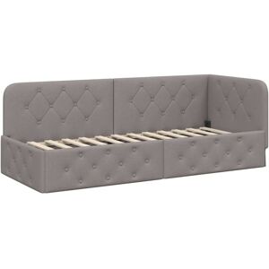 Corner Bed Frame with Headboard Taupe 80 x 200 cm Fabric vidaXL Corner Bed Frame with Headboard Taupe 80 x 200 cm Fabric vidaXL