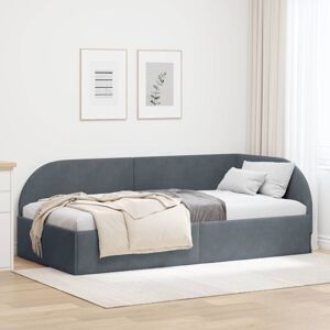 Corner Bed Frame with Headboard Dark grey 90 x 200 cm Velvet vidaXL Corner Bed Frame with Headboard Dark grey 90 x 200 cm Velvet vidaXL