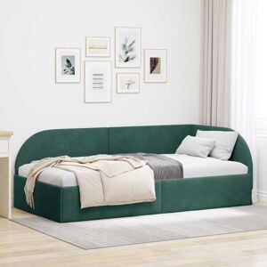 Corner Bed Frame with Headboard Dark green 80 x 200 cm Velvet vidaXL Corner Bed Frame with Headboard Dark green 80 x 200 cm Velvet vidaXL