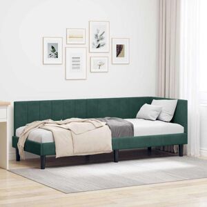 Corner Bed Frame with Headboard Dark green 80 x 200 cm Velvet vidaXL Corner Bed Frame with Headboard Dark green 80 x 200 cm Velvet vidaXL