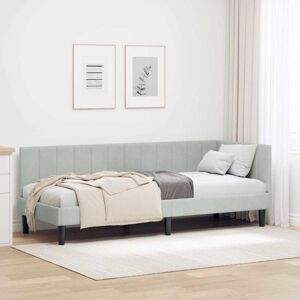 Corner Bed Frame with Headboard Light grey 80 x 200 cm Velvet vidaXL Corner Bed Frame with Headboard Light grey 80 x 200 cm Velvet vidaXL