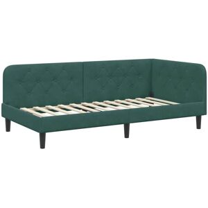 Corner Bed Frame with Headboard Dark Green 100 x 200 cm Velvet vidaXL Corner Bed Frame with Headboard Dark Green 100 x 200 cm Velvet vidaXL