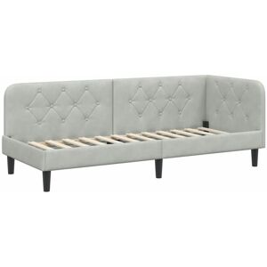 Corner Bed Frame with Headboard Light Grey 80 x 200 cm Velvet vidaXL Corner Bed Frame with Headboard Light Grey 80 x 200 cm Velvet vidaXL