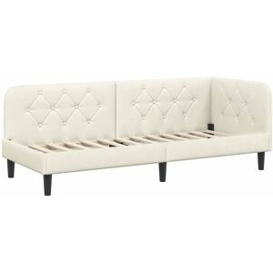 Corner Bed Frame with Headboard Cream 80 x 200 cm Velvet vidaXL Corner Bed Frame with Headboard Cream 80 x 200 cm Velvet vidaXL